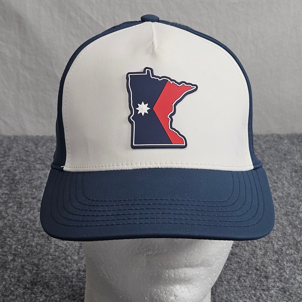 Minnesota State Outline Patch‎ Hat Navy White Golf Performance Activewear Casual